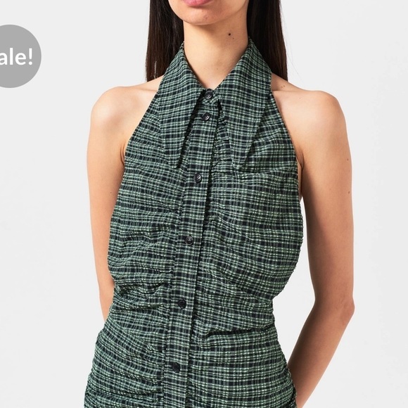 NWT GANNI Seersucker Halter Top - Picture 1 of 8